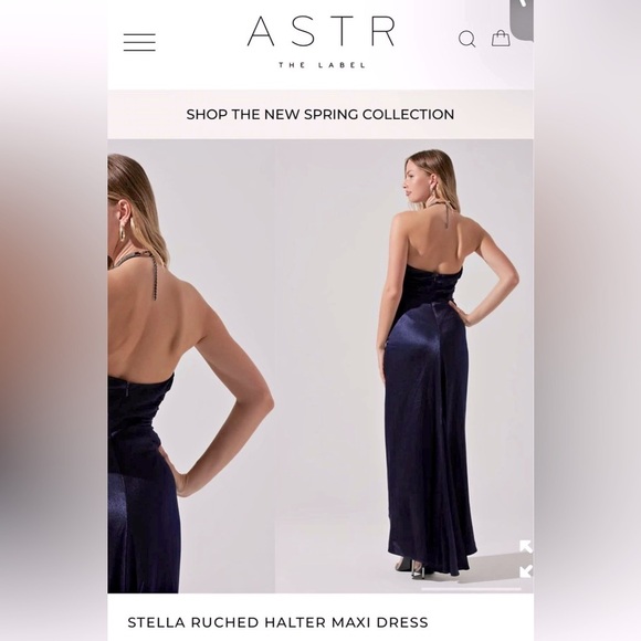 ASTR The Label Navy Ruched Halter Formal Gown Dress Size XL - Picture 2 of 12